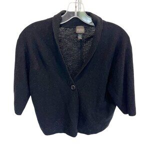 X Eileen Fisher Wool Short Sleeve Cropped Cardigan Sweater Size Petite Large